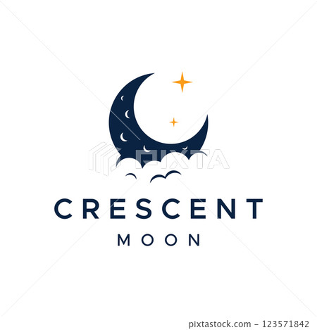 Logo design template crescent and star with modern concept isolated on background. Logo design template crescent and star with modern concept isolated on background. 123571842