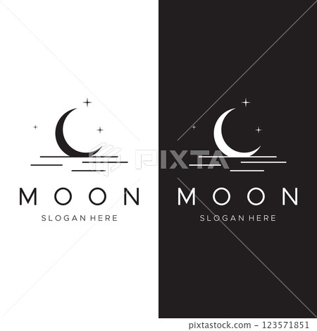 Logo design template crescent and star with modern concept isolated on background. 123571851