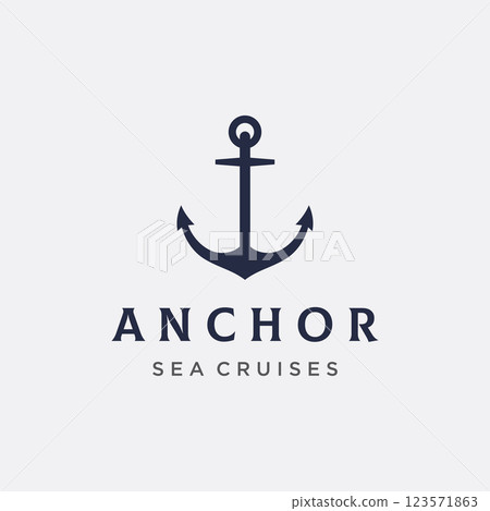 Nautical, marine anchor and rope Logotype Design. Logo for brand, maritime, company and business. 123571863