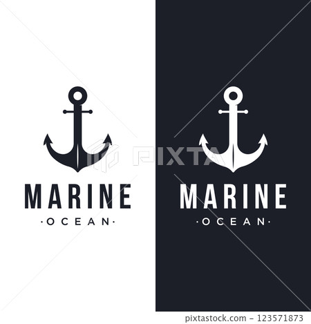 Nautical, marine anchor and rope Logotype Design. Logo for brand, maritime, company and business. 123571873
