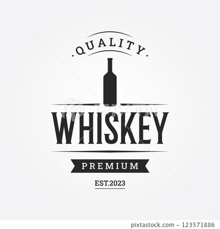 Vintage premium whiskey logotype label with hand lettering. for drinks , rum, pub, company. 123571886