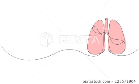 Anatomical human lungs organ continuous one line drawing. Vector illustration. 123571904