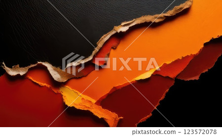 AI Image: Black and orange torn paper background material 123572078