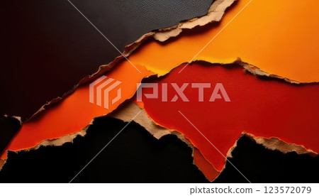 AI Image: Black and orange torn paper background material 123572079
