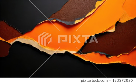 AI Image: Black and orange torn paper background material 123572080