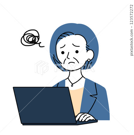 資深商務人士苦苦掙扎的電腦操作插畫 資深商務人士苦苦掙扎的電腦操作插畫 123572272