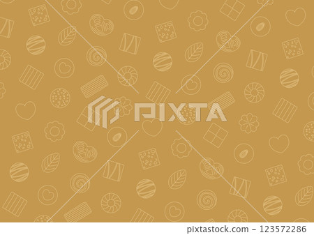 Pattern illustration of line drawings of cookies such as hearts and riffs_brown 123572286