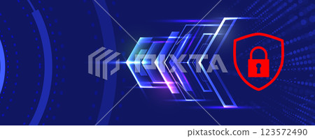 Cyber security background with lock protect your business 123572490