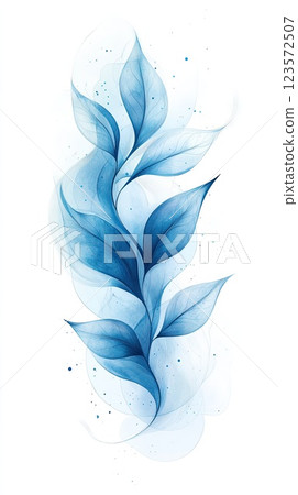 Elegant blue watercolor leaves gracefully arranged in an artistic design suitable for various decorative uses Elegant blue watercolor leaves gracefully arranged in an artistic design suitable for various decorative uses 123572507
