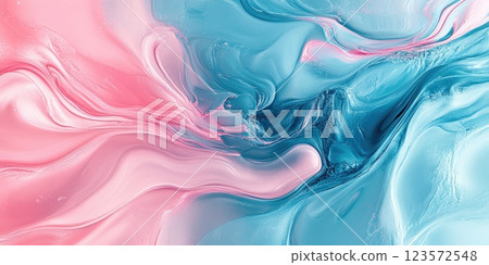 Colorful swirls of pink and blue create an abstract background reminiscent of flowing water and soft textures 123572548