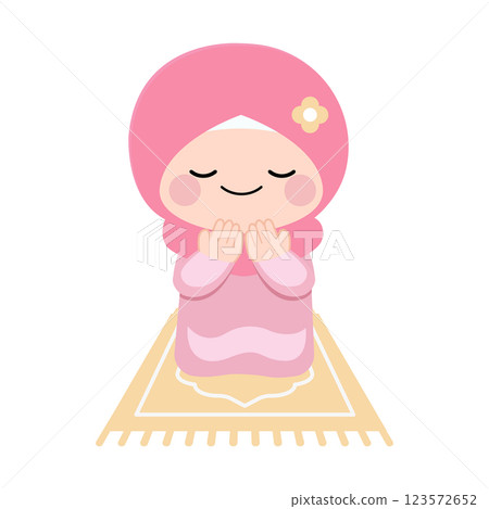 Muslim hijab girl praying pose 123572652