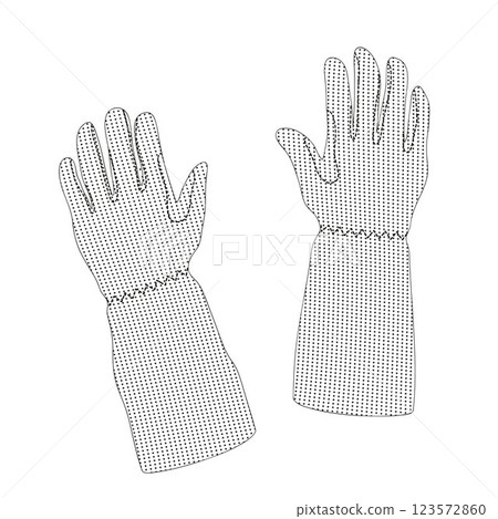 pair of rubber long protective gloves for gardening black and white vector illustration 123572860