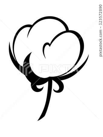 Cotton icon. Symbol of natural certified producing of clothes. Line art style sign or badge for natural fabric. Hand-drawn illustration isolated on white background Cotton icon. Symbol of natural certified producing of clothes. Line art style sign or badge for natural fabric. Hand-drawn illustration isolated on white background 123572890