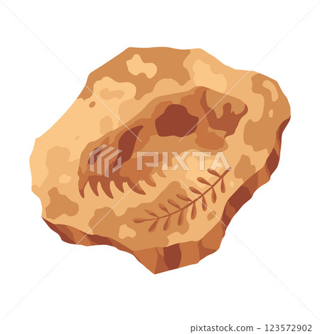 Dinosaur fossil skeleton bones, excavations of archeology isolated. Prehistoric reptile skeletons lying underground. Cartoon paleontological artifact 123572902