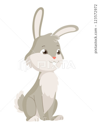 Cartoon rabbit. Bunny pet silhouette. Cute animal isolated icon. Vector rabbit character illustration Cartoon rabbit. Bunny pet silhouette. Cute animal isolated icon. Vector rabbit character illustration 123572972