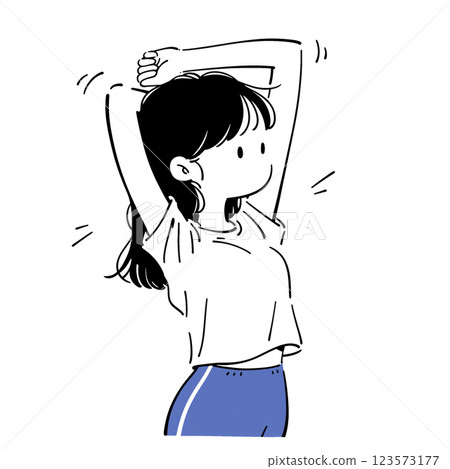 簡單圖示一個女人伸展運動 簡單圖示一個女人伸展運動 123573177