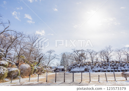 Fukushima: Tanagura Castle ruins (Kamegajo Park) in winter Fukushima: Tanagura Castle ruins (Kamegajo Park) in winter 123573379