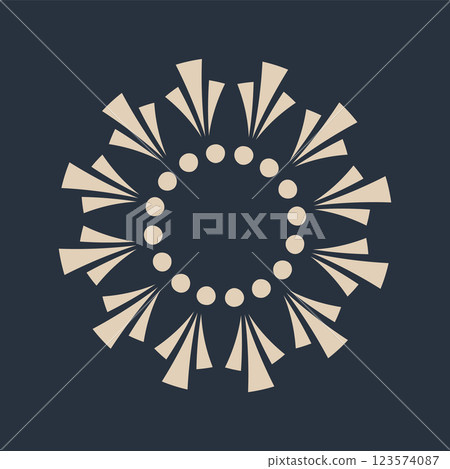 Sunburst firework explosion, bursting or light rays, linear drawing. Vector trendy hand drawn retro isolated design element 123574087