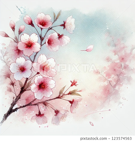 櫻花和藍天的插圖 櫻花和藍天的插圖 123574563