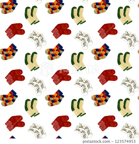 Sock Patterns Hand-drawn watercolor illustrations of sock patterns Sock Patterns Hand-drawn watercolor illustrations of sock patterns 123574953