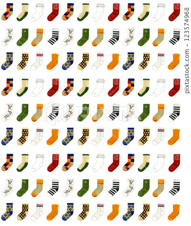Sock Patterns Hand-drawn watercolor illustrations of sock patterns 123574968