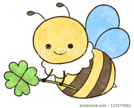 Illustration of a cute bee carrying a clover 123574992