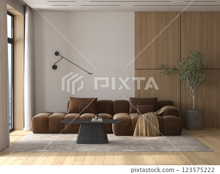 Modern style conceptual interior room 3d illustration 123575222