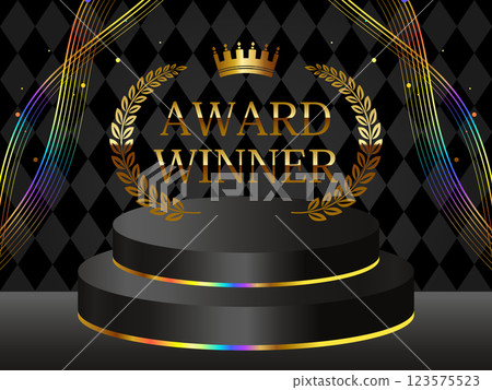 Luxurious laurel wreath and lined base in black and rainbow gold Luxurious laurel wreath and lined base in black and rainbow gold 123575523