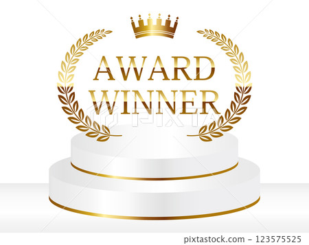 Luxurious laurel wreath and lined pedestal white & gold 123575525