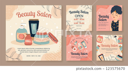 Hand drawn instagram post beauty salon template Hand drawn instagram post beauty salon template 123575670