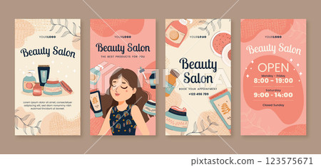 Hand drawn instagram stories beauty salon template Hand drawn instagram stories beauty salon template 123575671