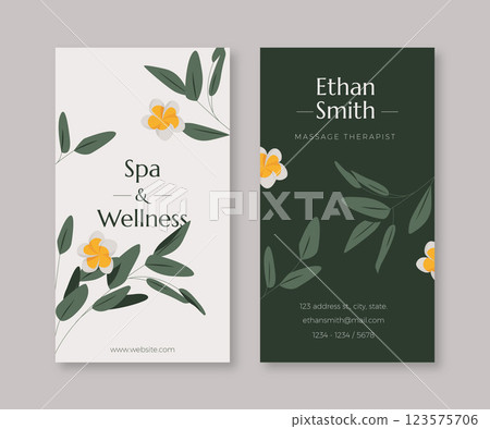 Hand drawn spa business card template Hand drawn spa business card template 123575706