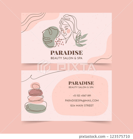 Hand drawn spa business card template Hand drawn spa business card template 123575710