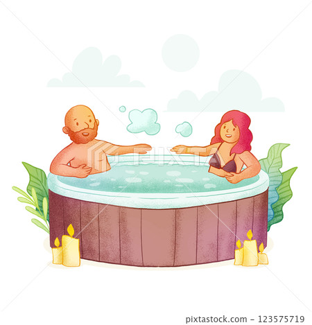 Hand drawn hot tub illustration Hand drawn hot tub illustration 123575719