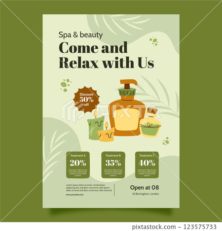 Hand drawn wellness and spa template design 123575733