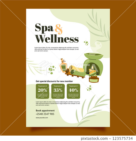 Hand drawn wellness and spa template design Hand drawn wellness and spa template design 123575734