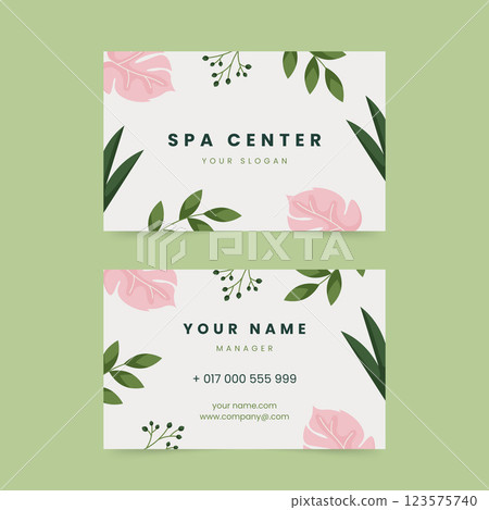 Flat design wellness and spa business card Flat design wellness and spa business card 123575740