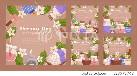 Hand drawn spa instagram post template Hand drawn spa instagram post template 123575748