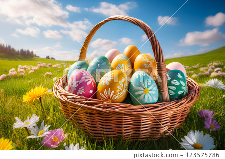 Easter decorated eggs 123575786