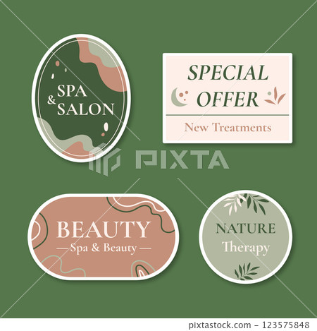 Hand drawn boho spa treatment labels 123575848