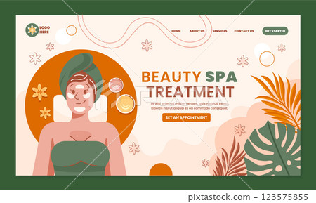 Flat design spa treatment landing page Flat design spa treatment landing page 123575855