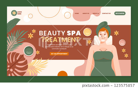 Flat design boho spa treatment landing page Flat design boho spa treatment landing page 123575857