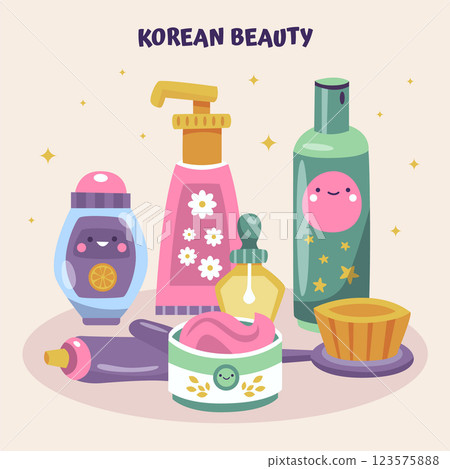 Hand drawn korean beauty illustration 123575888