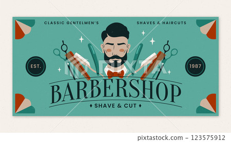 Hand drawn barbershop banner 123575912