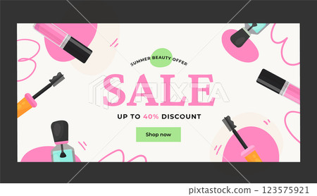 Hand drawn beauty sale banner design 123575921