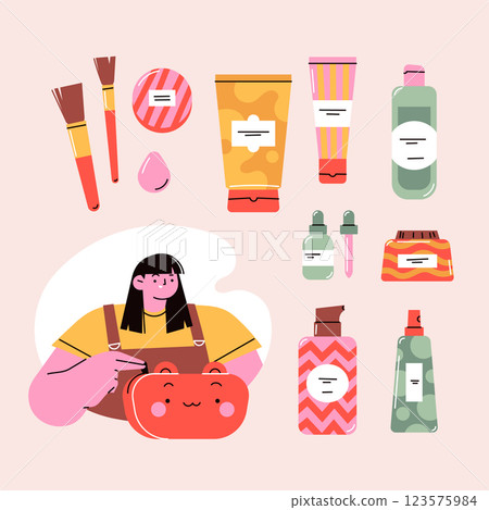 Hand drawn korean beauty element design 123575984