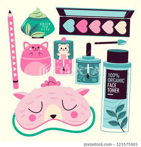 Hand drawn korean beauty element design Hand drawn korean beauty element design 123575985