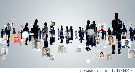 Multinational group of people and digital network concept visual 123576040