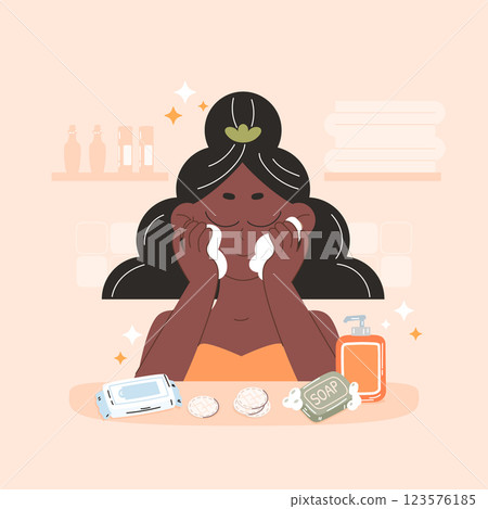 Hand drawn korean beauty illustration Hand drawn korean beauty illustration 123576185