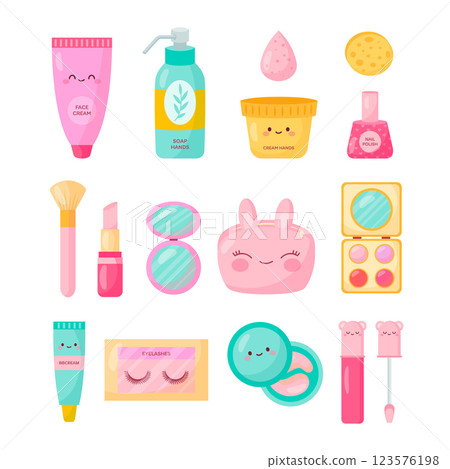 Hand drawn korean beauty element collection 123576198